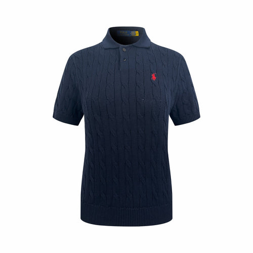 2026 Women's RL Cable-Knit Polo Neck Sweater (FF719)