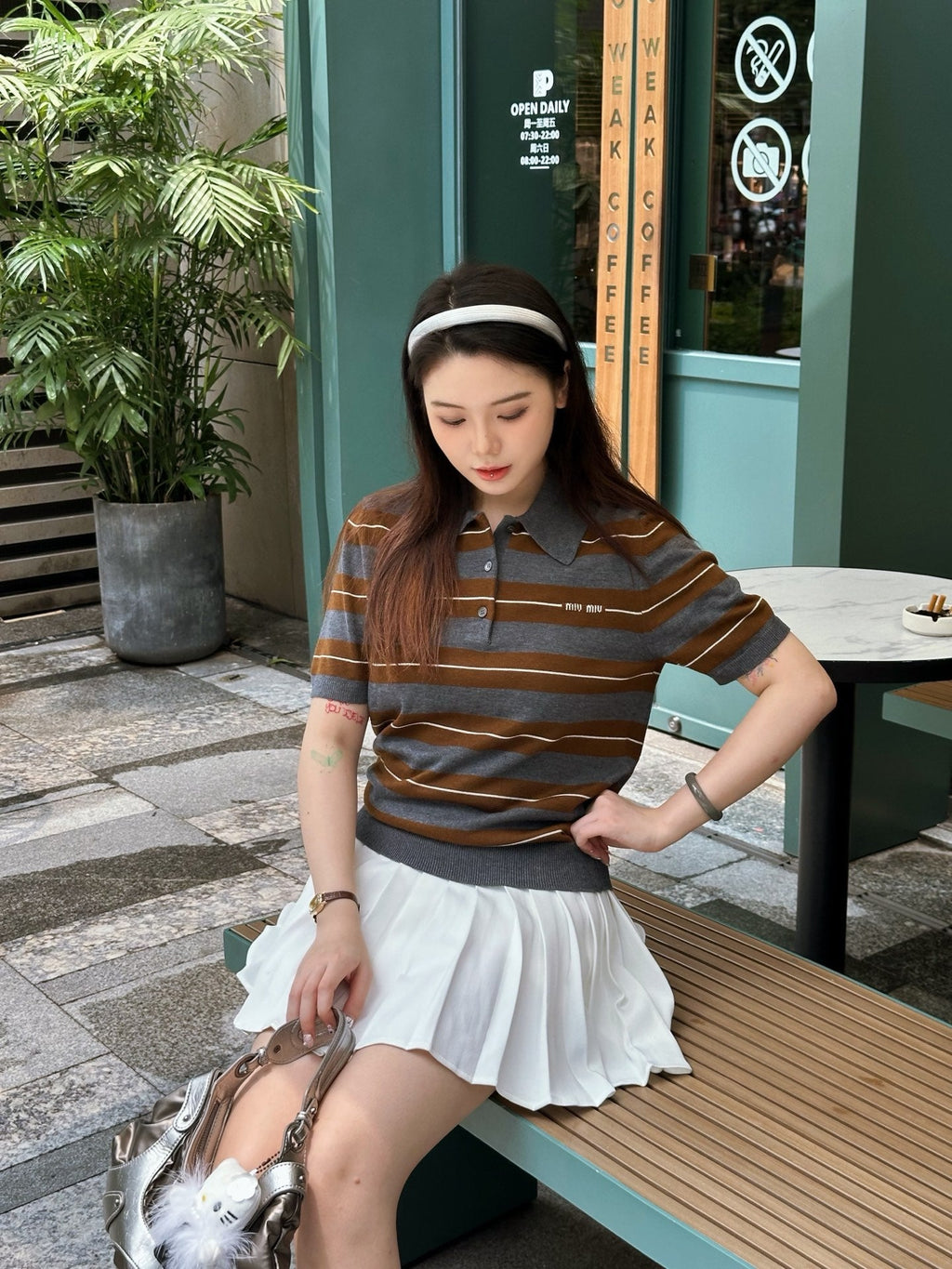 2026 Women’s MM Logo Jacquard Striped Jumper  (FF711)