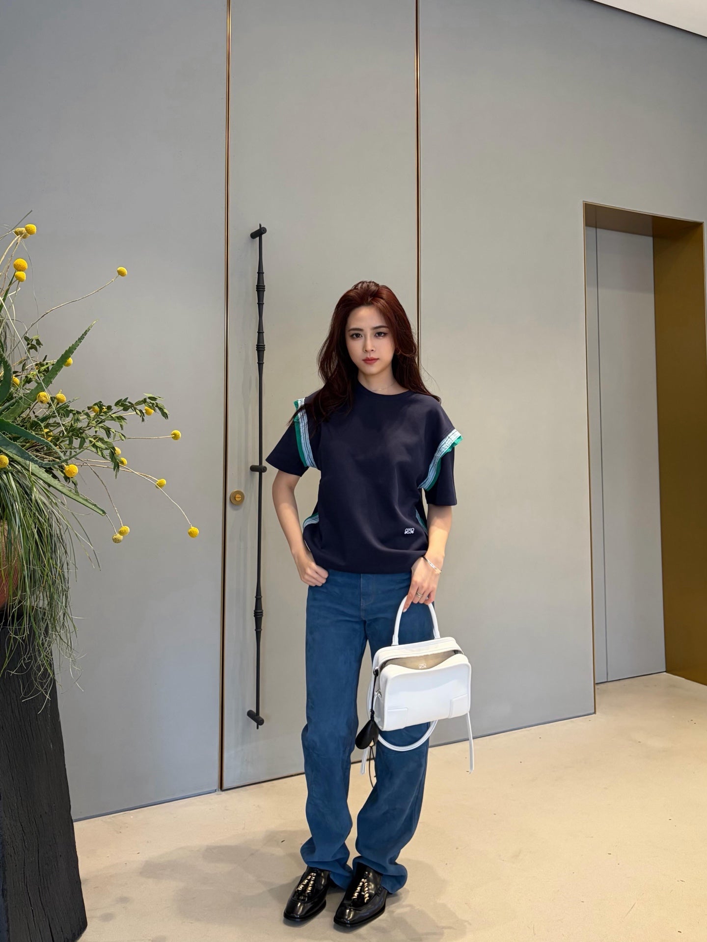 2026 Women’s Way Embroidered Striped Patchwork Short-Sleeved Top (DD108)