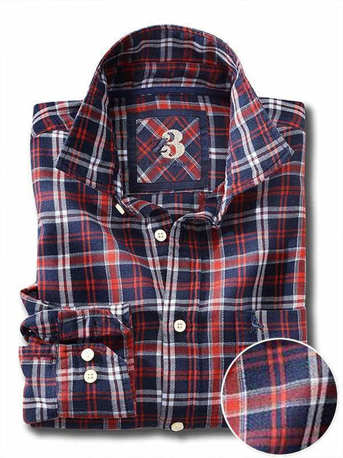 Jack Indigo Red Check Full sleeve single cuff   Cotton Shirt