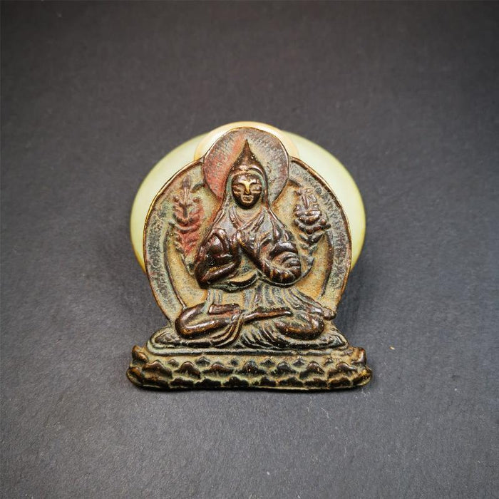 Je Tsongkhapa Statue 2.83" - Tibetan Buddhist statue, front view