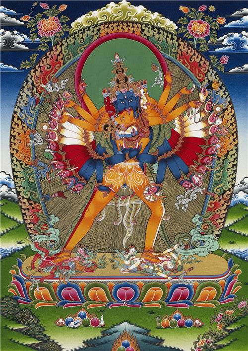 Kalacakravajra Image - Tibetan thangka painting, front view