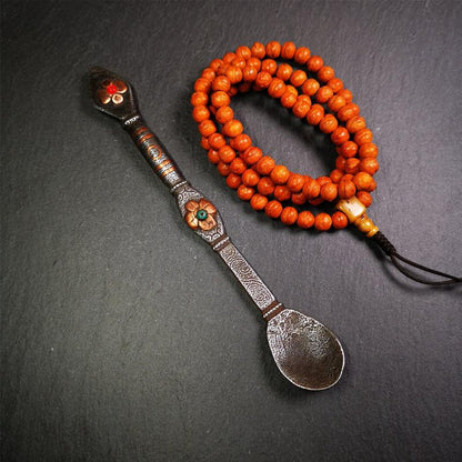 Large Size Offering Spoon 7.1" - Tibetan Buddhist art, front view