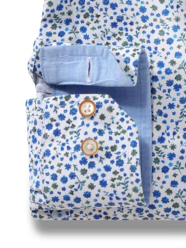 Leeds Blue Printed Full Sleeve Tailored Fit Casual Cotton Shirt