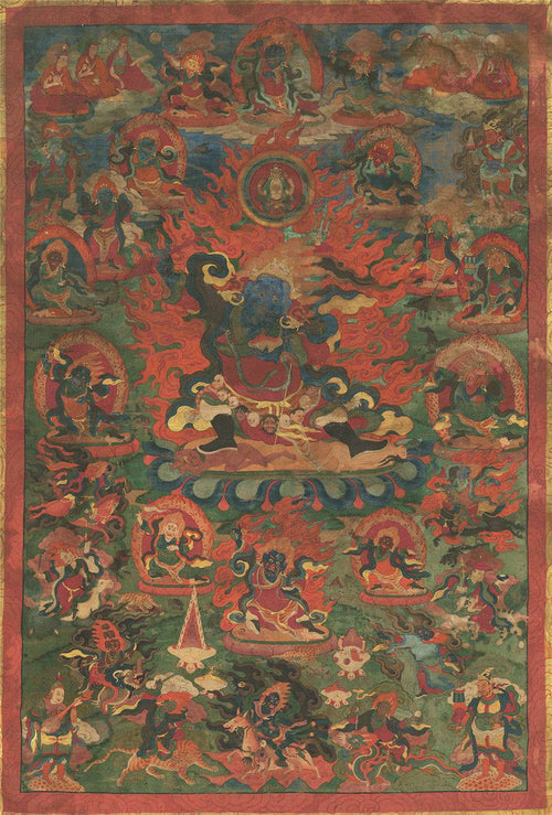 Legden Mahakala Thangka - Tibetan thangka painting, front view
