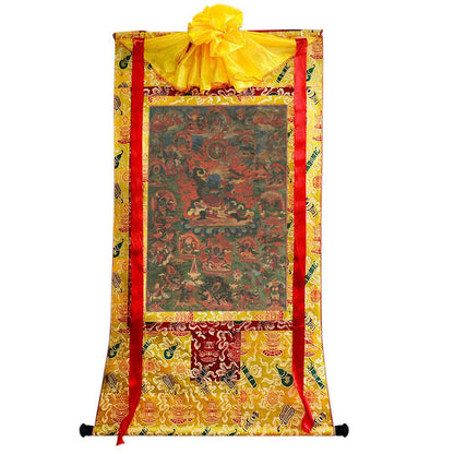 Legden Mahakala Thangka - Tibetan thangka painting, close-up detail