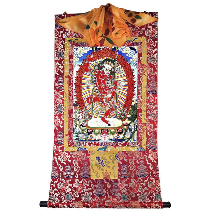Lion-faced Dakini - Simhamukha - -Simhavaktra -Longsal Sengmar - Image - Tibetan thangka painting, view 7
