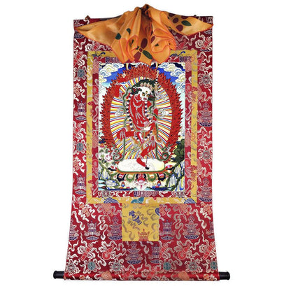 Lion-faced Dakini - Simhamukha - -Simhavaktra -Longsal Sengmar - Image - Tibetan thangka painting, view 7