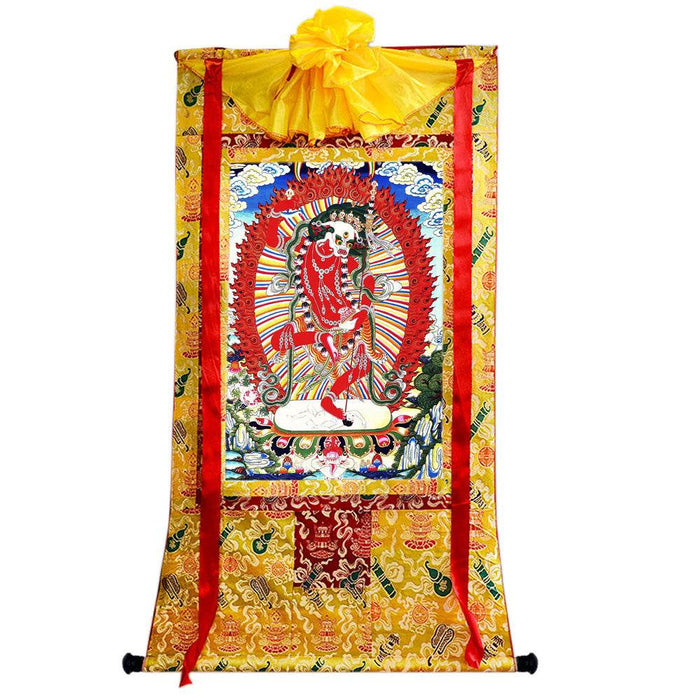 Lion-faced Dakini - Simhamukha - -Simhavaktra -Longsal Sengmar - Image - Tibetan thangka painting, view 8