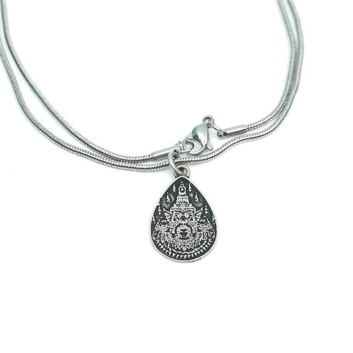 Lucky Charm, Unique Stupa / Pagoda Pattern,Silver Pendant - Tibetan Buddhist art, view 4