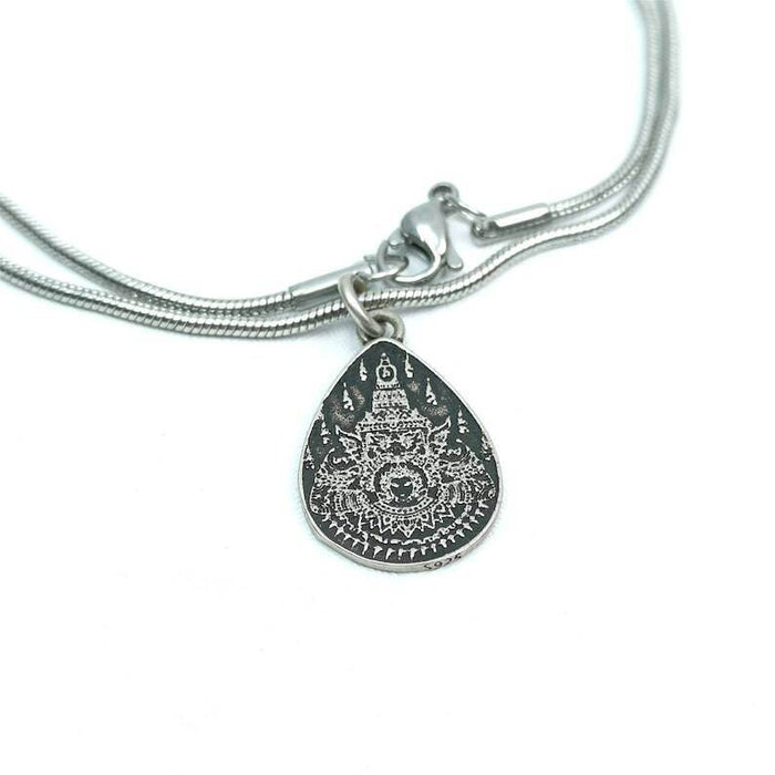 Lucky Charm, Unique Stupa / Pagoda Pattern,Silver Pendant - Tibetan Buddhist art, view 5