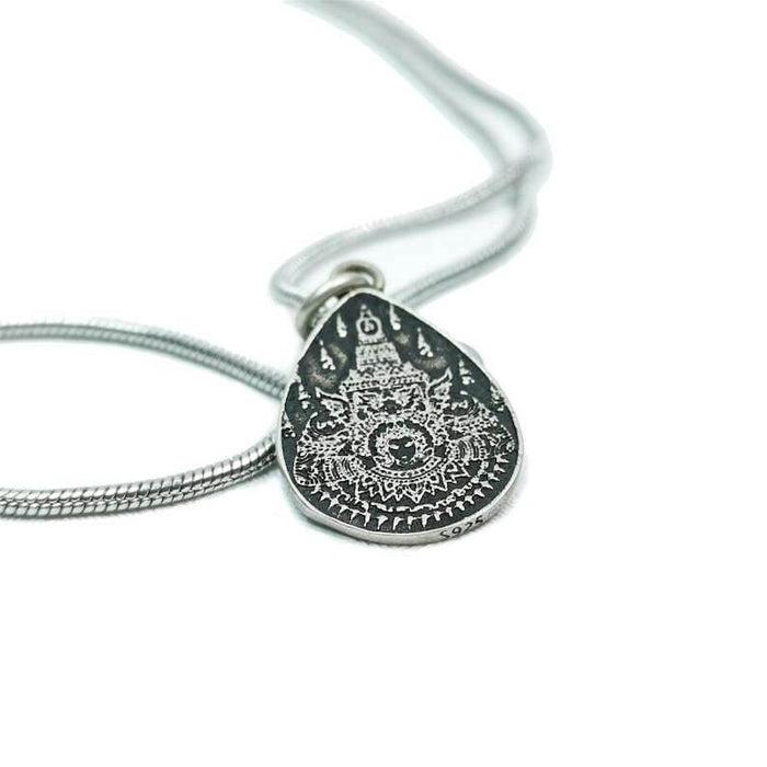 Lucky Charm, Unique Stupa / Pagoda Pattern,Silver Pendant - Tibetan Buddhist art, view 6