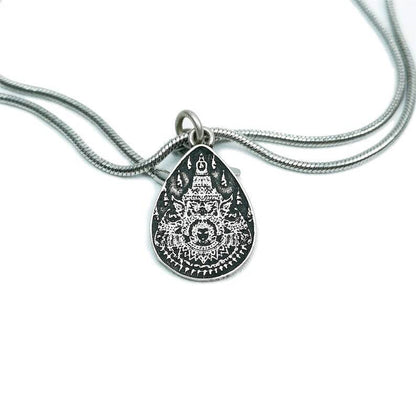 Lucky Charm, Unique Stupa / Pagoda Pattern,Silver Pendant - Tibetan Buddhist art, view 7
