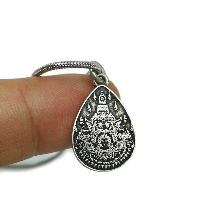Lucky Charm, Unique Stupa / Pagoda Pattern,Silver Pendant - Tibetan Buddhist art, view 8