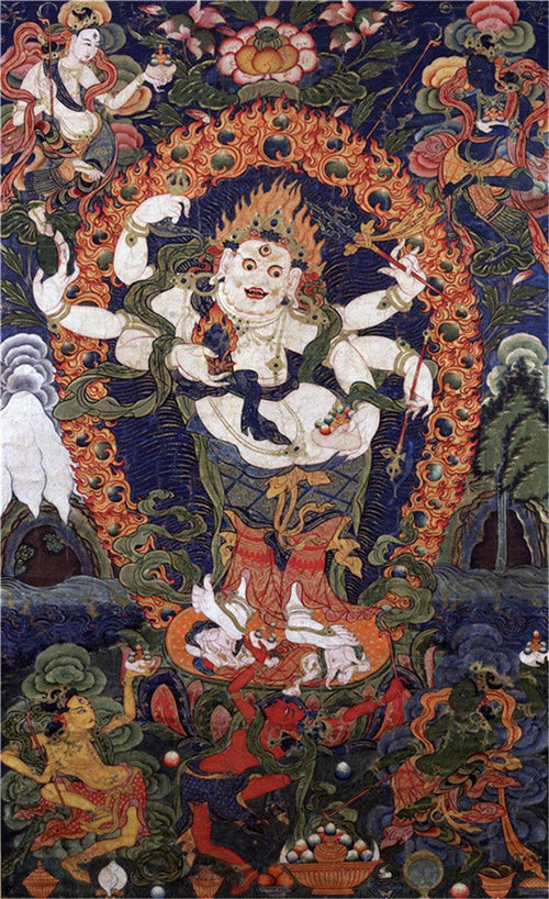 Mahakala Image - Tibetan thangka painting, front view