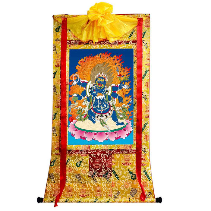 Mahakala - Tibetan thangka painting, close-up detail