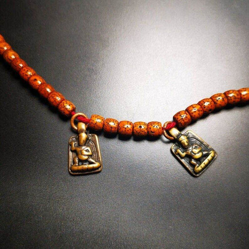 Mala Amulet Pendant,Vajrapani Mantra Dot Prayer Beads Accessories - Tibetan Buddhist mala beads, front view