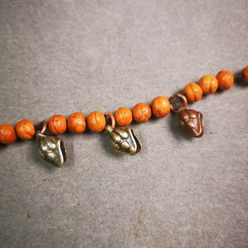Mala Amulet,Mani Jewel/Wish-Fulfilling Cintamani - Tibetan Buddhist mala beads, front view