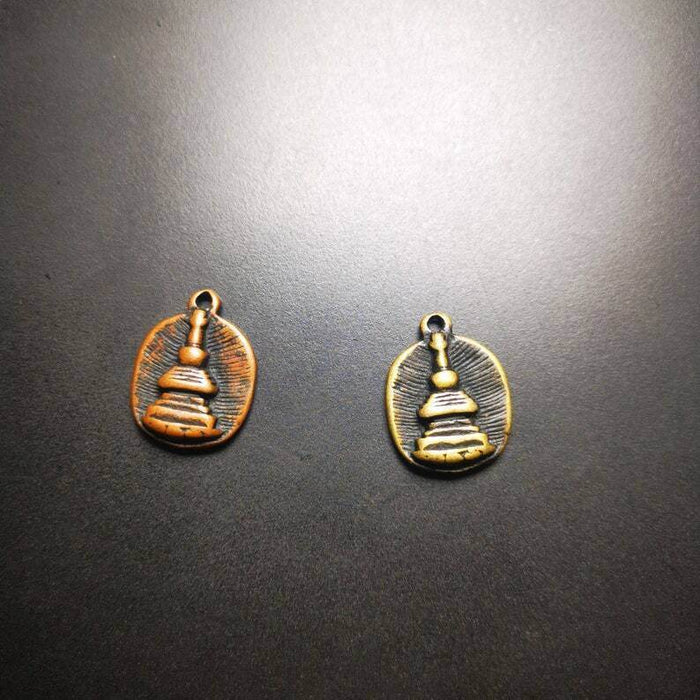 Mala Amulet,Stupa Pendant - Tibetan Buddhist mala beads, close-up detail