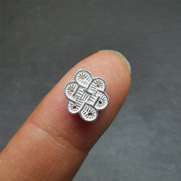 Mala Bead Pendant,Sterling Silver Lucky Knot Bead,Endless Knot - Tibetan Buddhist mala beads, view 5