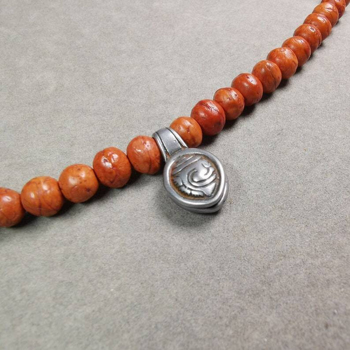 Mala Counter Clip for Prayer Beads 0.95" - Tibetan Buddhist mala beads, front view