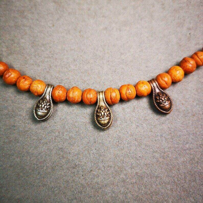 Mala Counter Clip - Tibetan Buddhist mala beads, front view