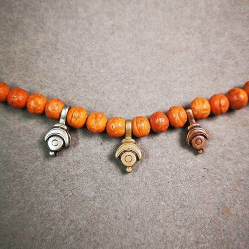 Mala Counter Clip - Tibetan Buddhist mala beads, front view