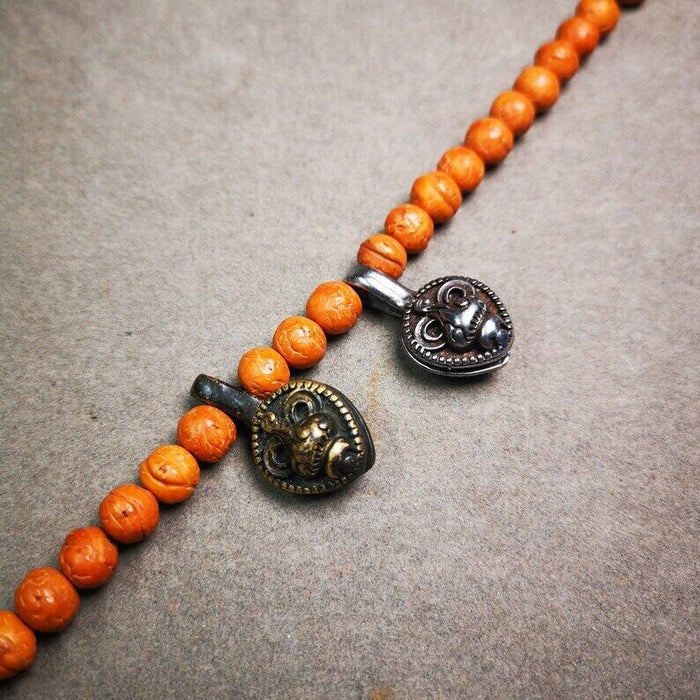 Mala Counter Clip,Bum Counter Clip 1.1" - Tibetan Buddhist mala beads, close-up detail