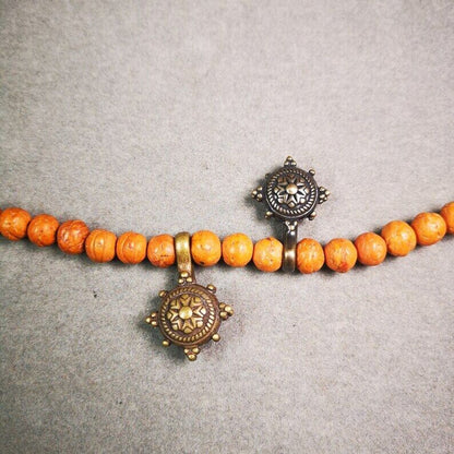 Mala Counter Clip,Bum Counter Clip 1.1" - Tibetan Buddhist mala beads, close-up detail