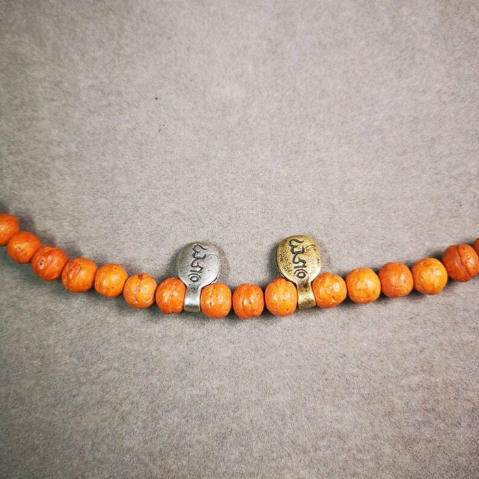Mala Counter Clip,Hum Letter 0.67" - Tibetan Buddhist mala beads, close-up detail