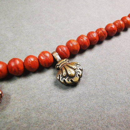 Mala Counter Clip,Mani Jewel Bum Counter Clip for Prayer Beads - Tibetan Buddhist mala beads, close-up detail