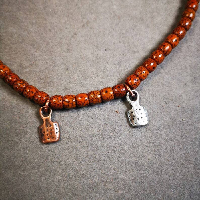 Mala Counter, Mala Pendant, Prayer Beads 0.7" - Tibetan Buddhist mala beads, detailed view
