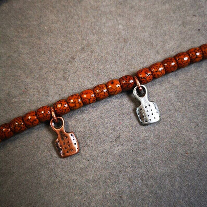 Mala Counter, Mala Pendant, Prayer Beads 0.7" - Tibetan Buddhist mala beads, close-up detail