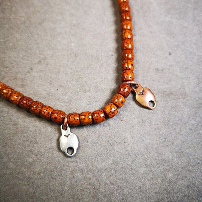 Mala Counter Pendant Connecting Ring 0.7" - Tibetan Buddhist mala beads, close-up detail