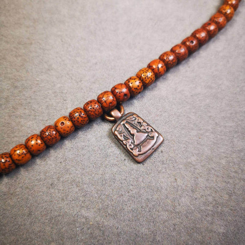 Mala Counter Pendant,Stupa, Pagoda - Tibetan Buddhist mala beads, front view