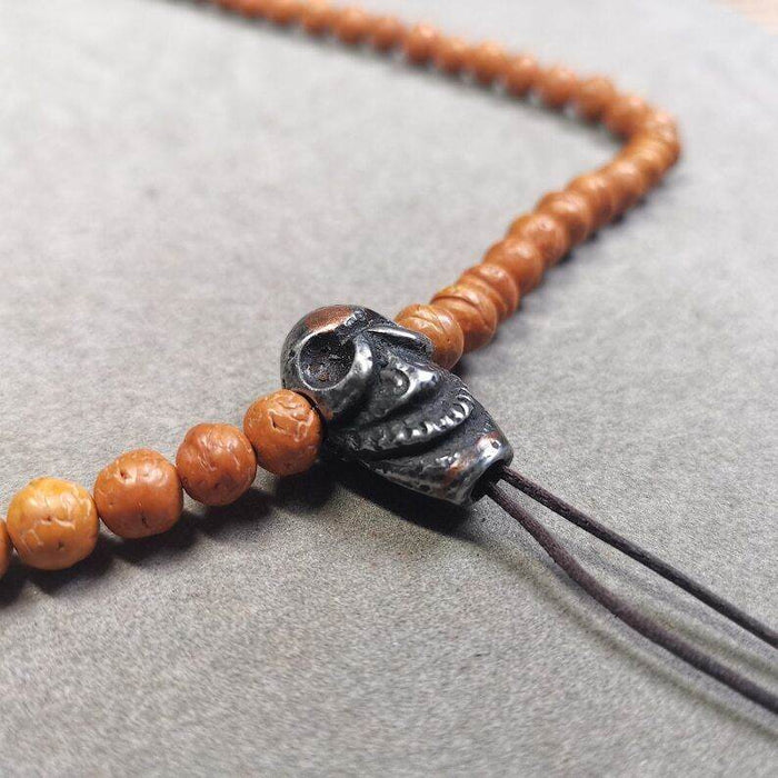 Mala Guru Bead, Skull Shape T-drilled 3-Hole Bead - Tibetan Buddhist mala beads, detailed view