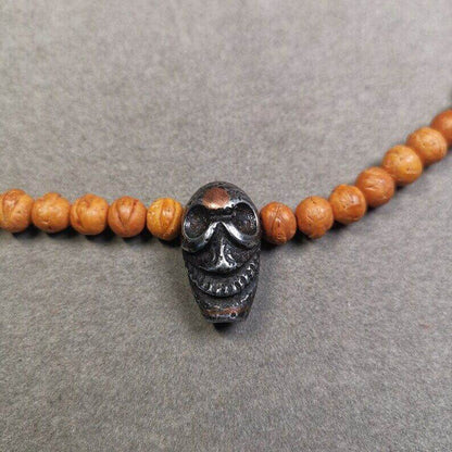 Mala Guru Bead, Skull Shape T-drilled 3-Hole Bead - Tibetan Buddhist mala beads, view 4