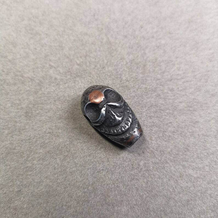 Mala Guru Bead, Skull Shape T-drilled 3-Hole Bead - Tibetan Buddhist mala beads, view 6
