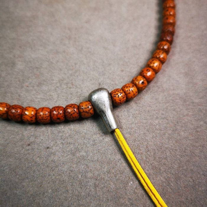 Mala Guru Bead, T-drilled 3-Hole Bead for Prayer Bead,0.8" - Tibetan Buddhist mala beads, front view