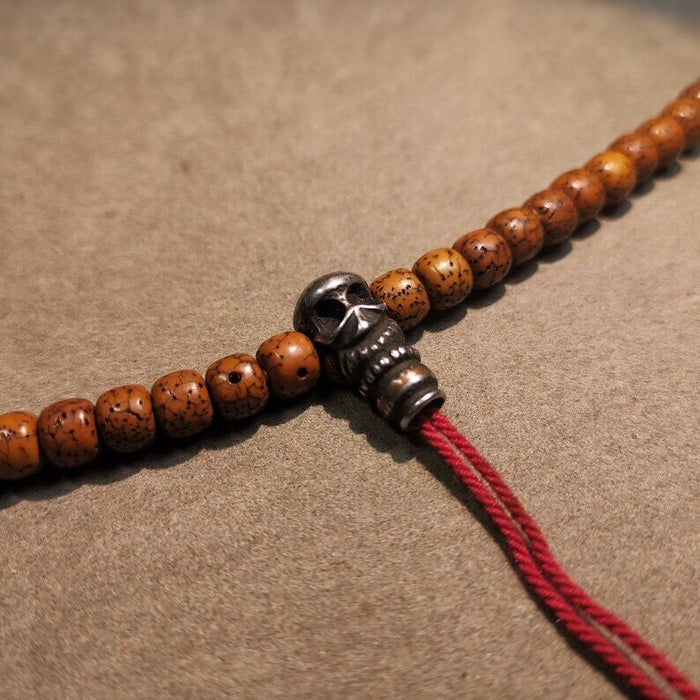 Mala Guru Bead, T-drilled 3-Hole Connector Bead for Prayer Bead,0.87" - Tibetan Buddhist mala beads, close-up detail
