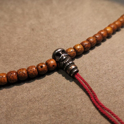 Mala Guru Bead, T-drilled 3-Hole Connector Bead for Prayer Bead,0.87" - Tibetan Buddhist mala beads, close-up detail