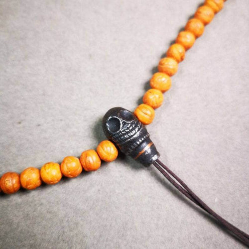 Mala Guru Bead, T-drilled 3-Hole Connector Bead - Tibetan Buddhist mala beads, front view