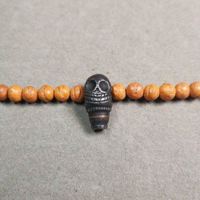 Mala Guru Bead, T-drilled 3-Hole Connector Bead - Tibetan Buddhist mala beads, close-up detail