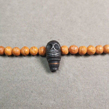 Mala Guru Bead, T-drilled 3-Hole Connector Bead - Tibetan Buddhist mala beads, close-up detail