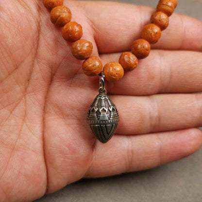 Mala Pendant,Niangla Tsa Tsa Stupa Gau Shrine Amulet - Tibetan Buddhist mala beads, view 5