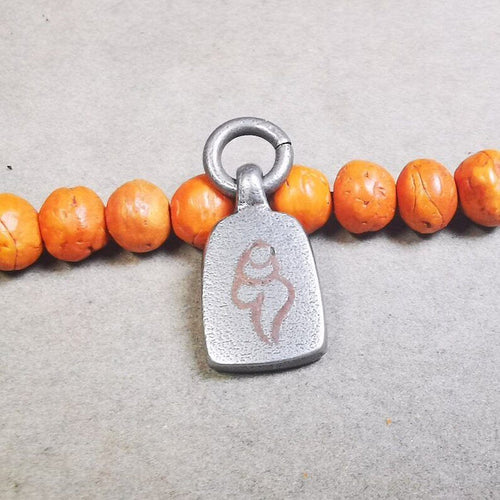 Mala Pendant,Shankha Conch Amulet 0.84" - Tibetan Buddhist mala beads, front view