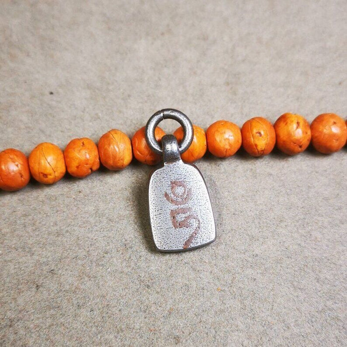 Mala Pendant,Shankha Conch Amulet 0.84" - Tibetan Buddhist mala beads, detailed view