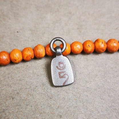 Mala Pendant,Shankha Conch Amulet 0.84" - Tibetan Buddhist mala beads, detailed view