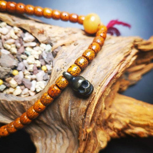 Mala Pendant,Skull Shape Bum Counter Clip for Prayer Beads - Tibetan Buddhist mala beads, front view