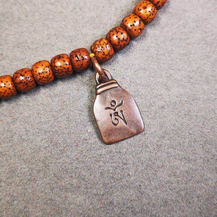 Mala Pendant,Vajrapani Amulet for Prayer Beads - Tibetan Buddhist mala beads, detailed view